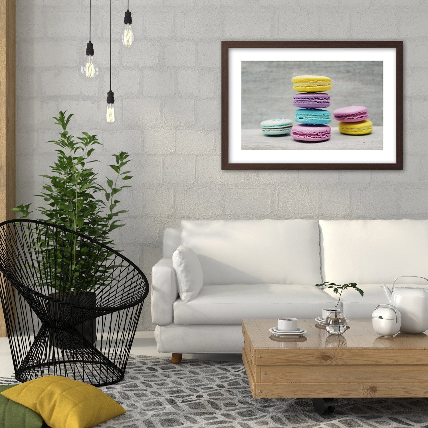 Glezna brūnā rāmī - Colored Macaroon Home Trends DECO