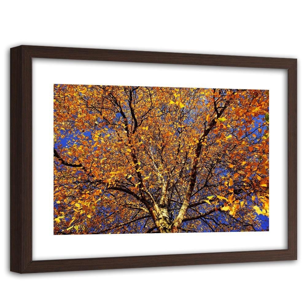 Glezna brūnā rāmī - Colorful Leaves On A Tree Home Trends DECO