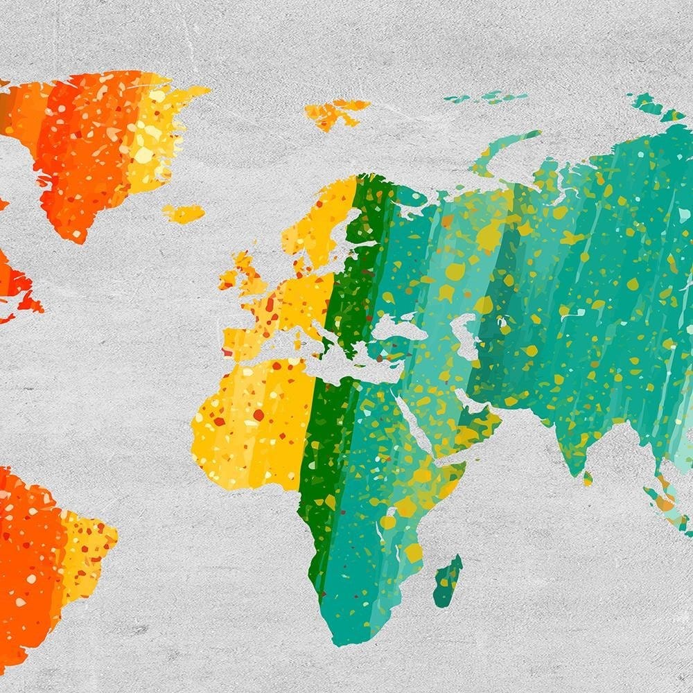 Glezna brūnā rāmī - Colorful World Map Home Trends DECO