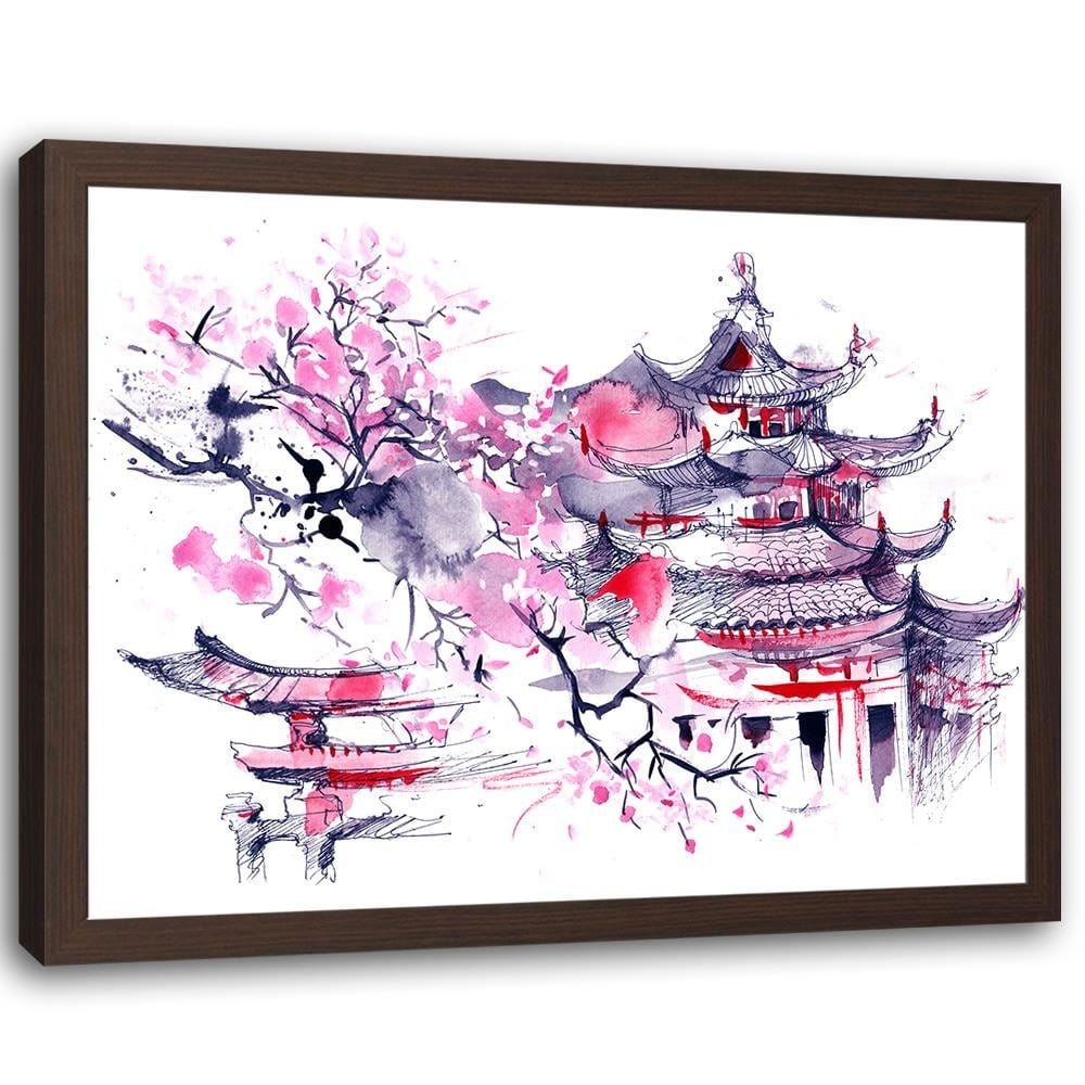 Glezna brūnā rāmī - Colourful Japan Art Home Trends DECO