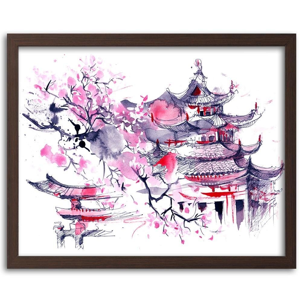 Glezna brūnā rāmī - Colourful Japan Art Home Trends DECO