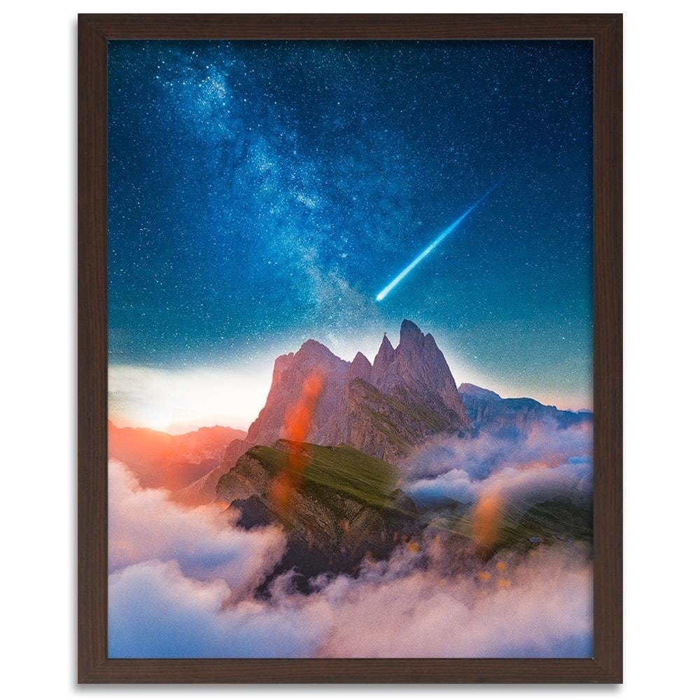 Glezna brūnā rāmī - Comet Over The Mountains Home Trends DECO