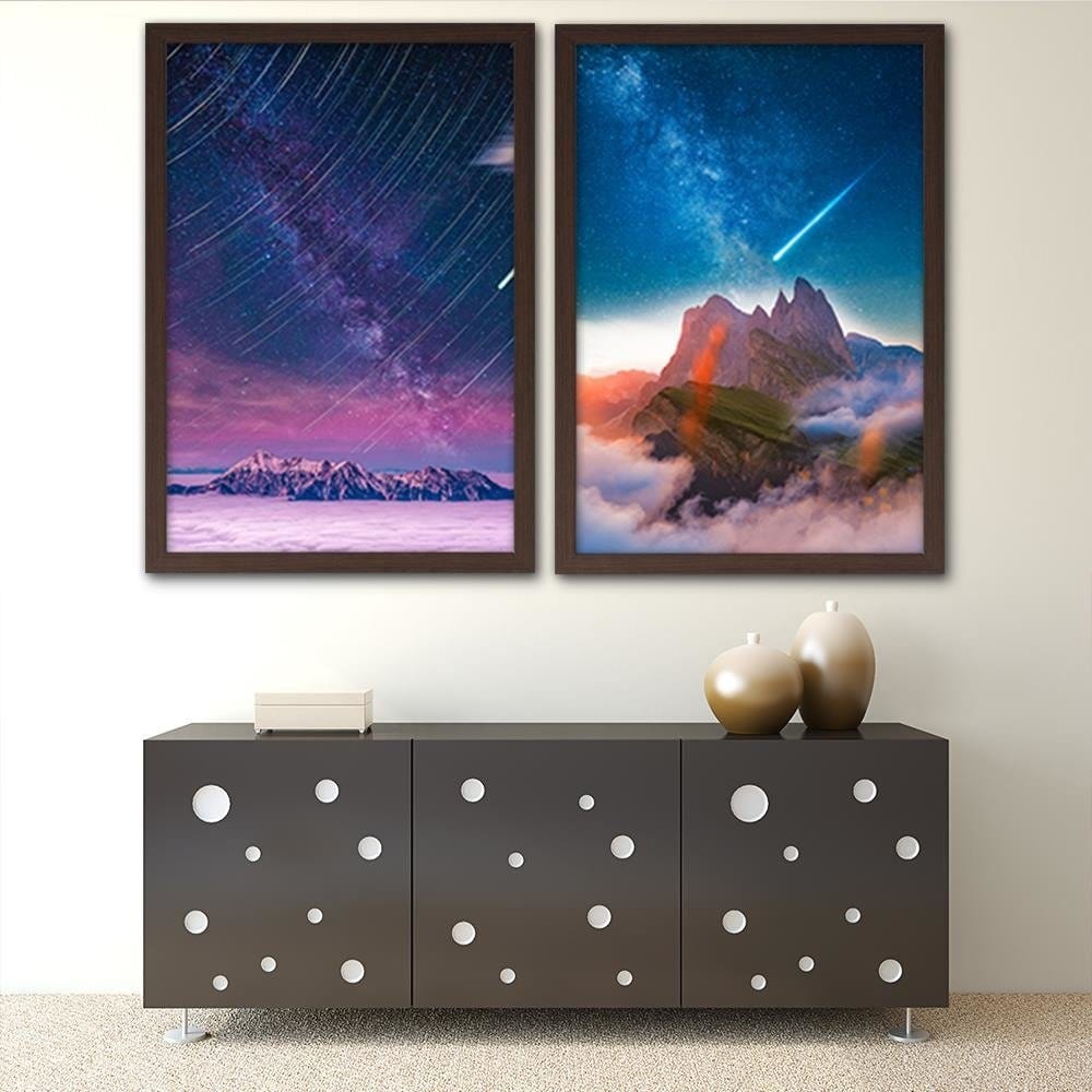 Glezna brūnā rāmī - Comet Over The Mountains Home Trends DECO
