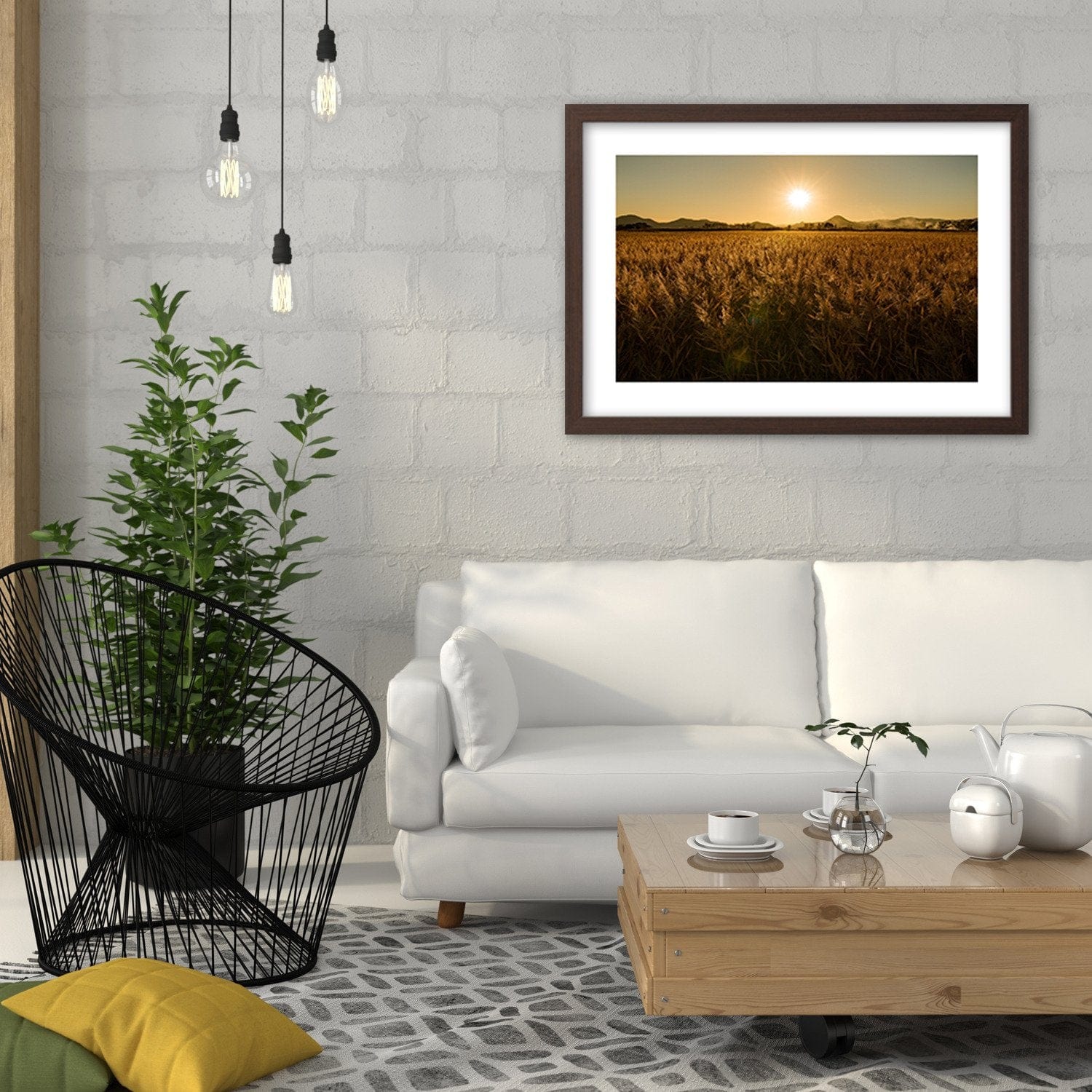 Glezna brūnā rāmī - Corn Field Home Trends DECO