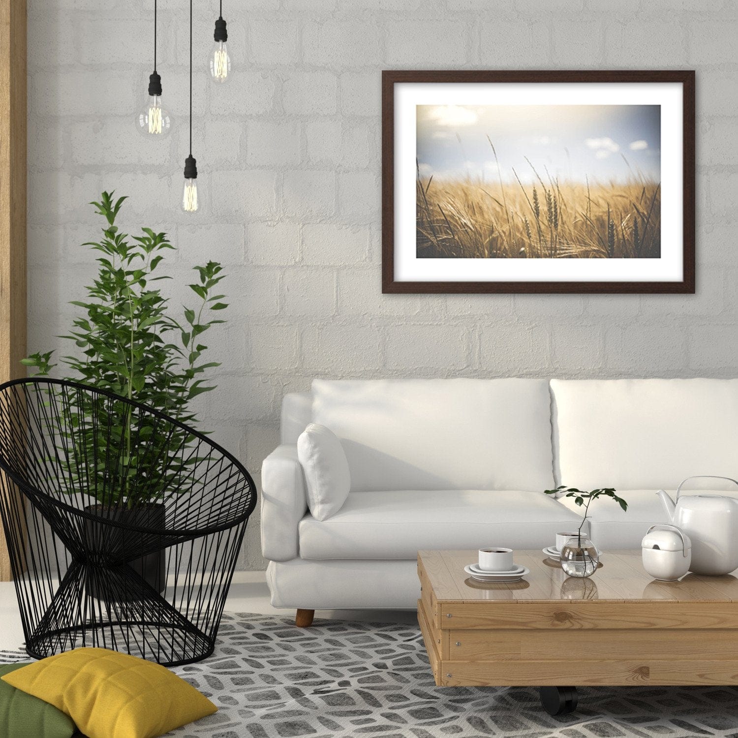 Glezna brūnā rāmī - Corn In The Sun 3 Home Trends DECO