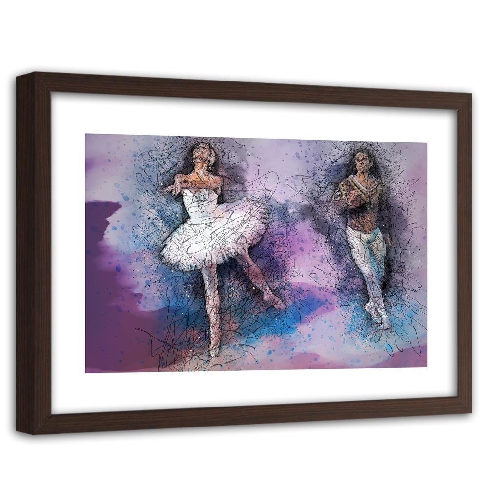 Glezna brūnā rāmī - Couple Dancing Ballet Home Trends DECO