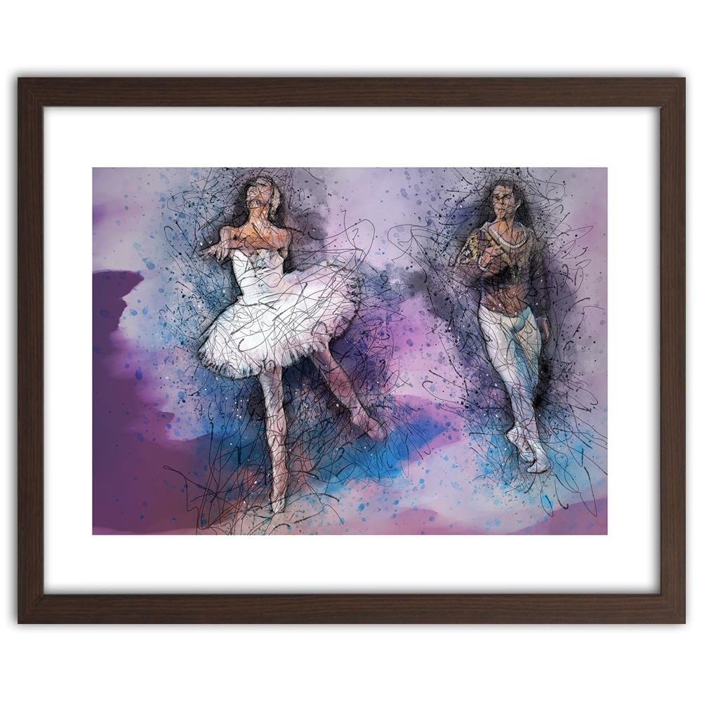 Glezna brūnā rāmī - Couple Dancing Ballet Home Trends DECO