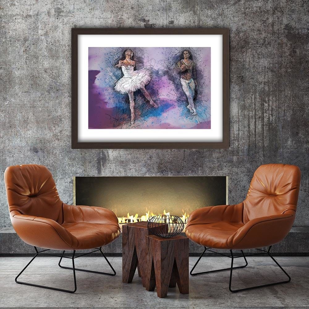 Glezna brūnā rāmī - Couple Dancing Ballet Home Trends DECO