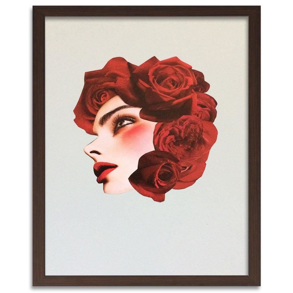 Glezna brūnā rāmī - Creative Flowers Head Image Red Home Trends DECO