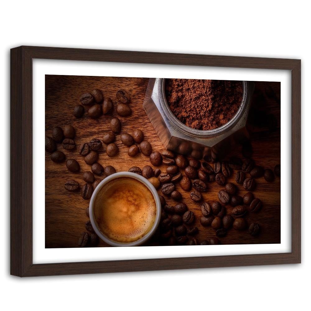 Glezna brūnā rāmī - Cup Of Coffee And Beans Home Trends DECO