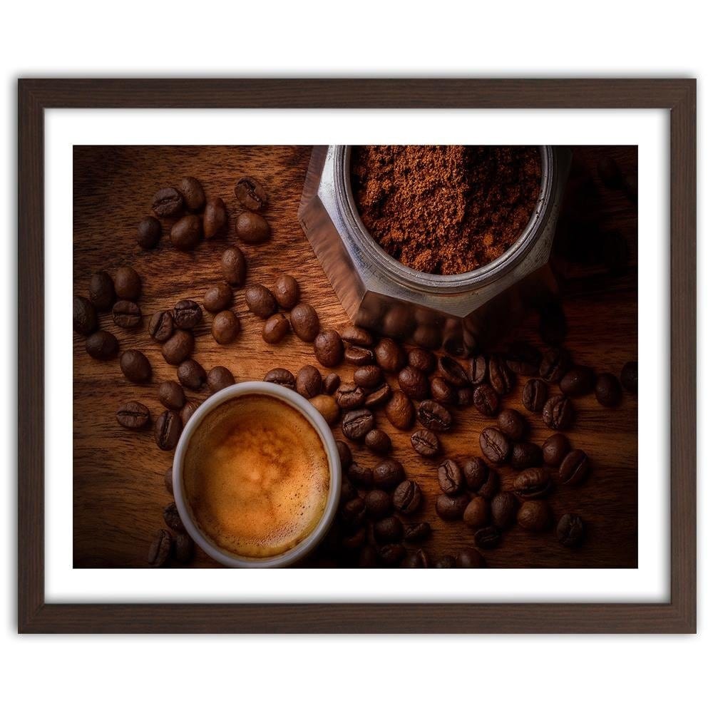 Glezna brūnā rāmī - Cup Of Coffee And Beans Home Trends DECO