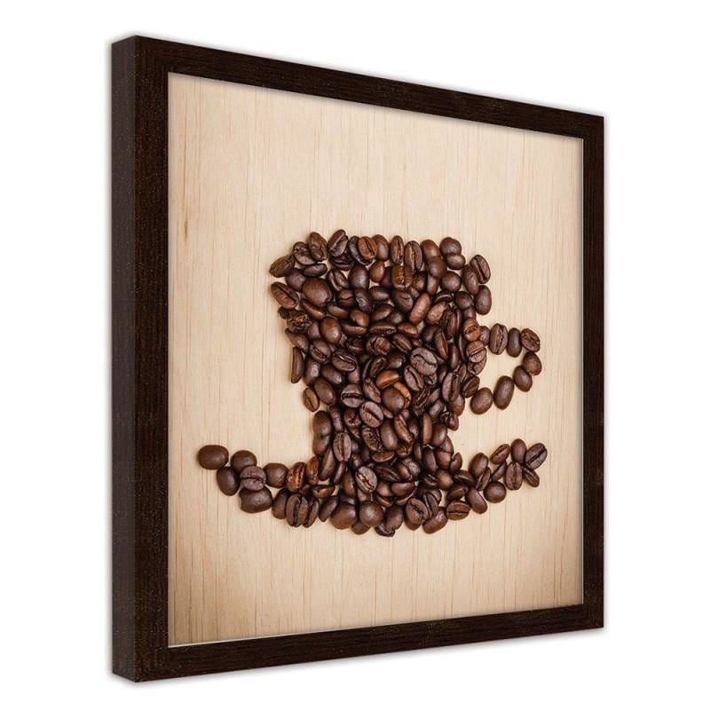 Glezna brūnā rāmī - Cup of coffee beans Home Trends DECO