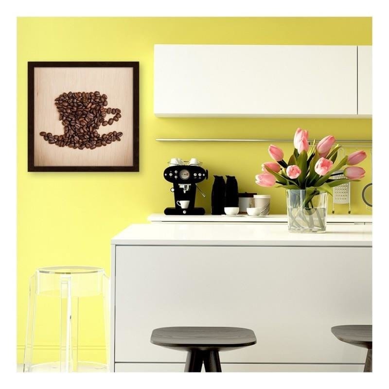Glezna brūnā rāmī - Cup of coffee beans Home Trends DECO