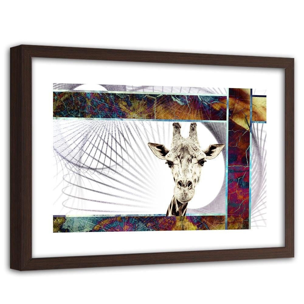 Glezna brūnā rāmī - Curious Giraffe Home Trends DECO