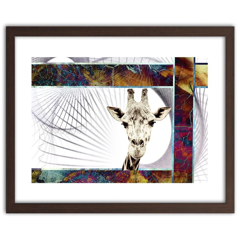 Glezna brūnā rāmī - Curious Giraffe Home Trends DECO