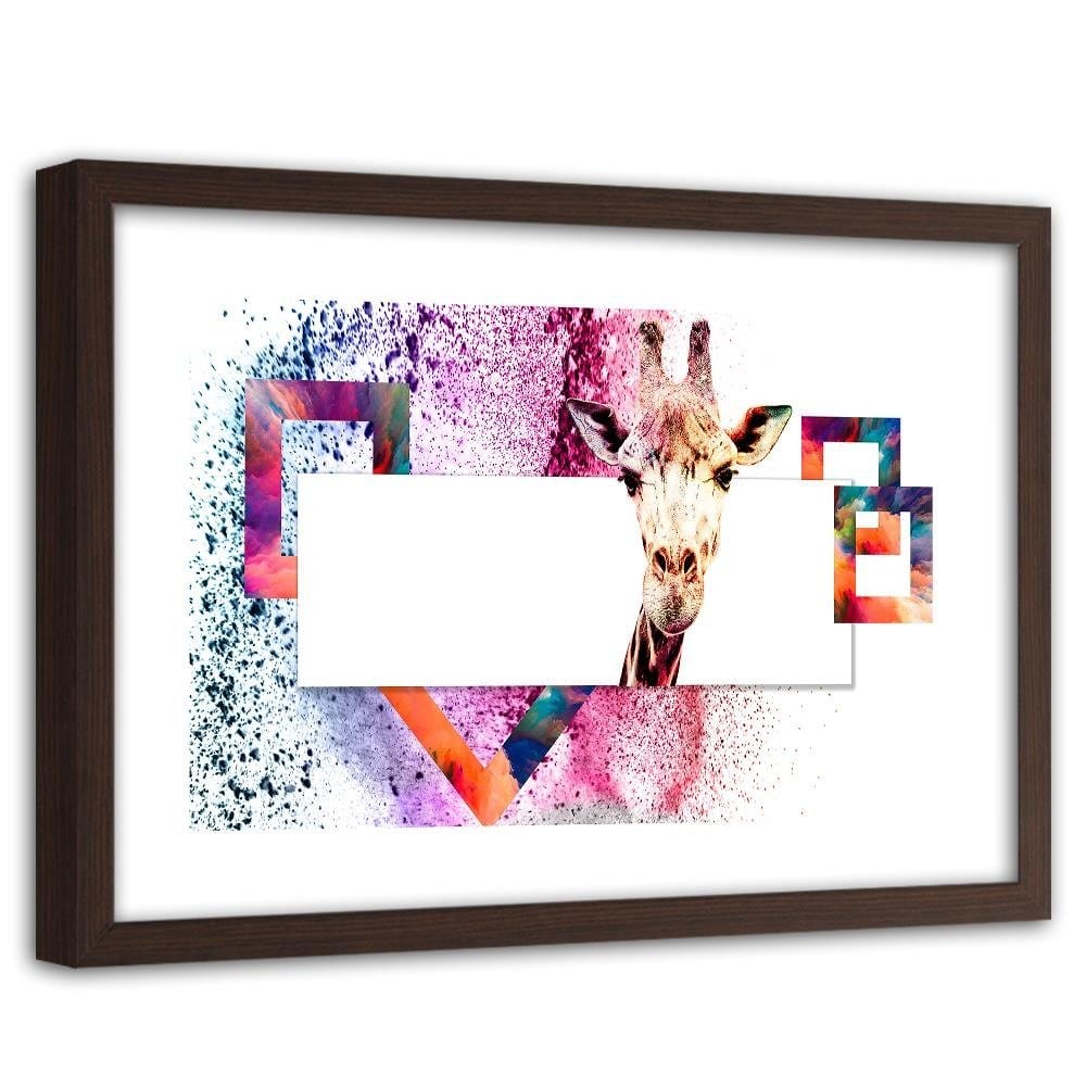 Glezna brūnā rāmī - Curious Giraffe Home Trends DECO