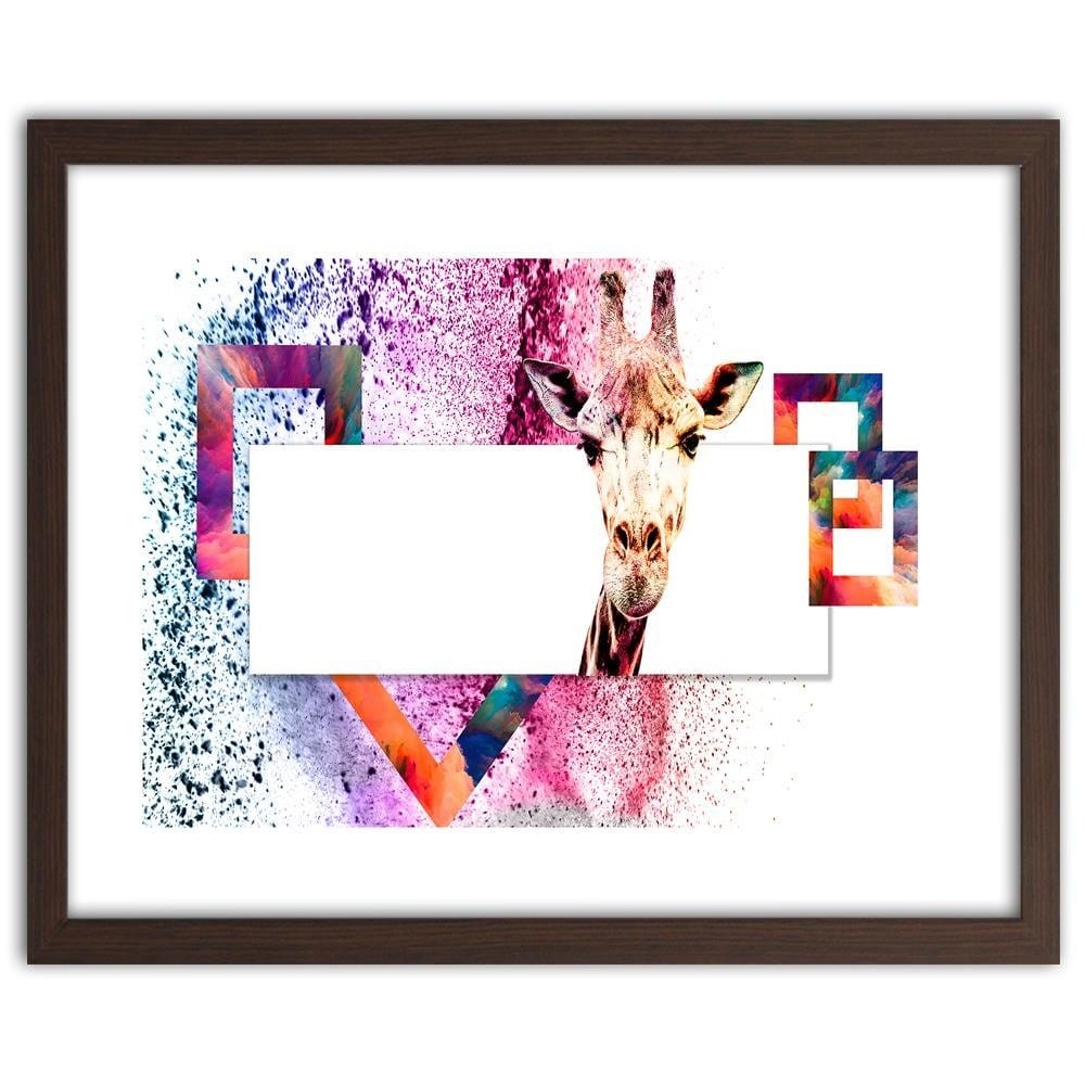 Glezna brūnā rāmī - Curious Giraffe Home Trends DECO