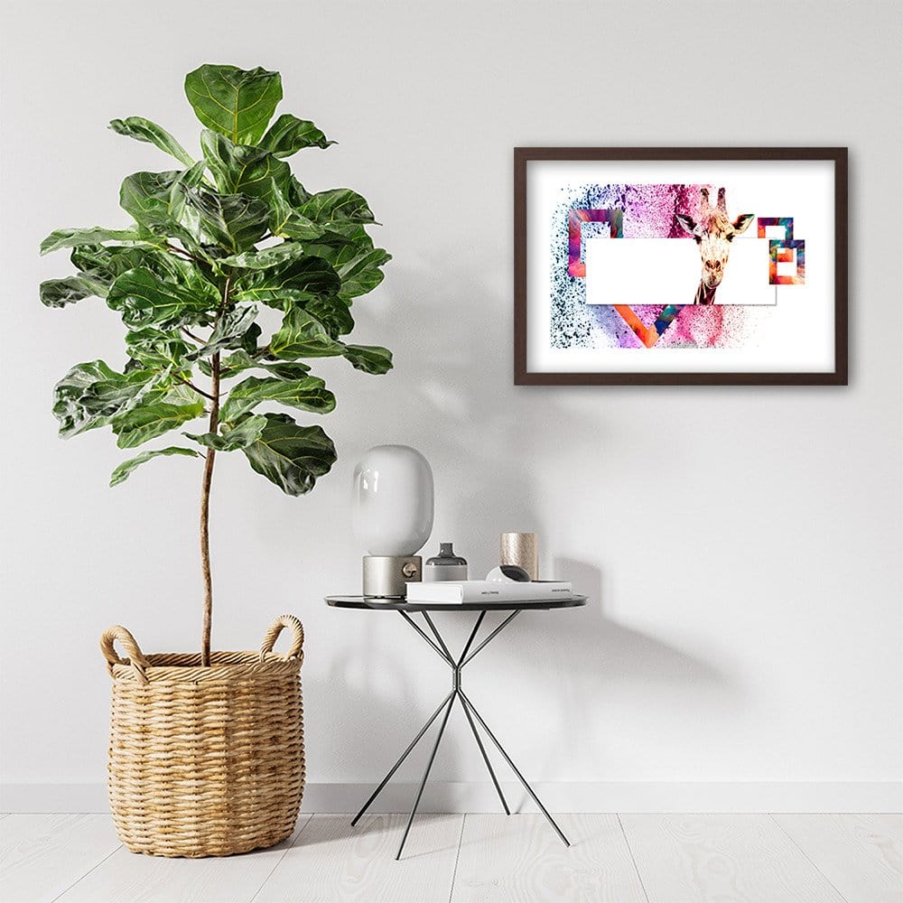 Glezna brūnā rāmī - Curious Giraffe Home Trends DECO