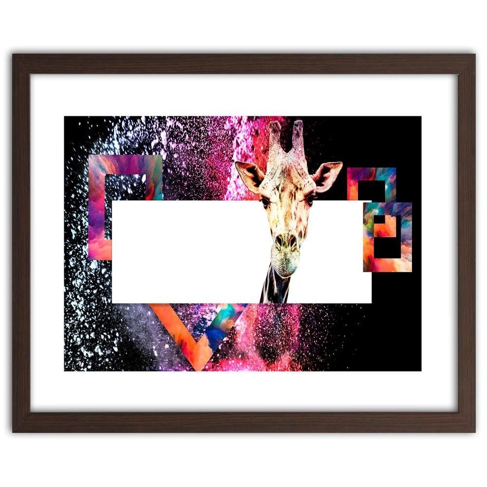 Glezna brūnā rāmī - Curious Giraffe Home Trends DECO