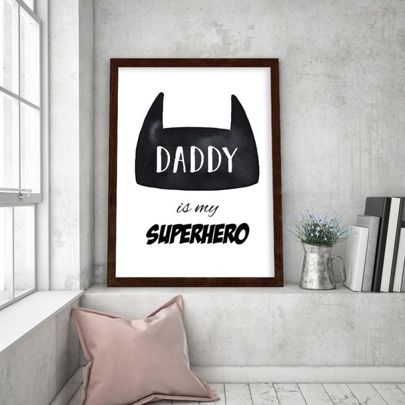 Glezna brūnā rāmī - Daddy is my superhero  Home Trends DECO