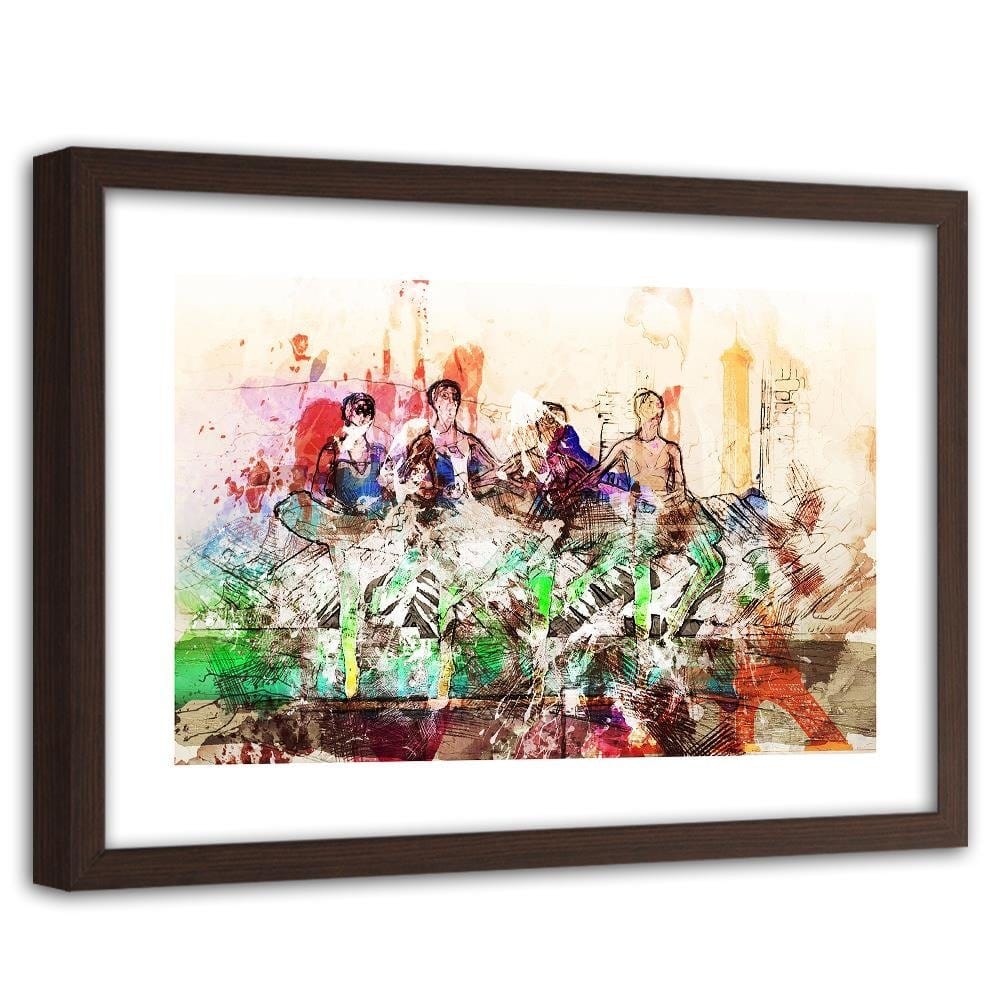 Glezna brūnā rāmī - Dancing Ballerinas Abstraction Home Trends DECO