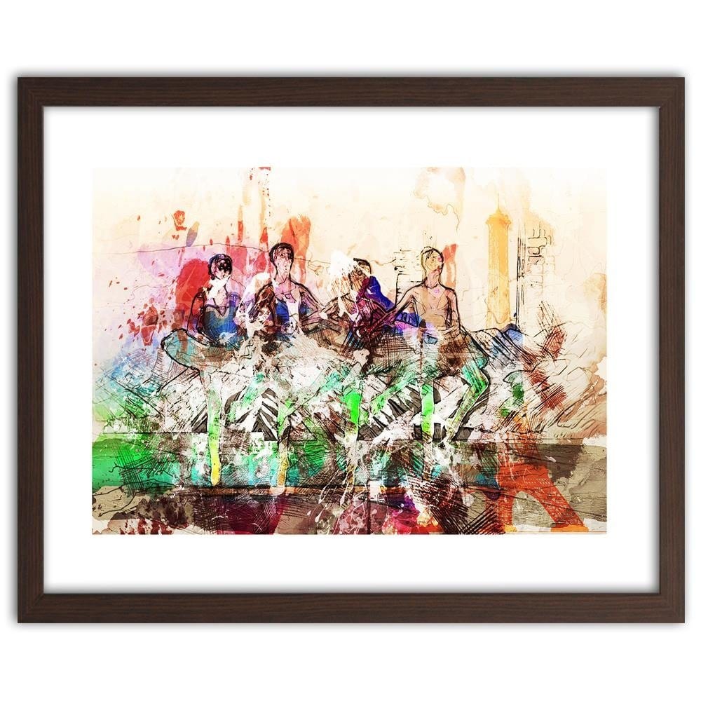 Glezna brūnā rāmī - Dancing Ballerinas Abstraction Home Trends DECO