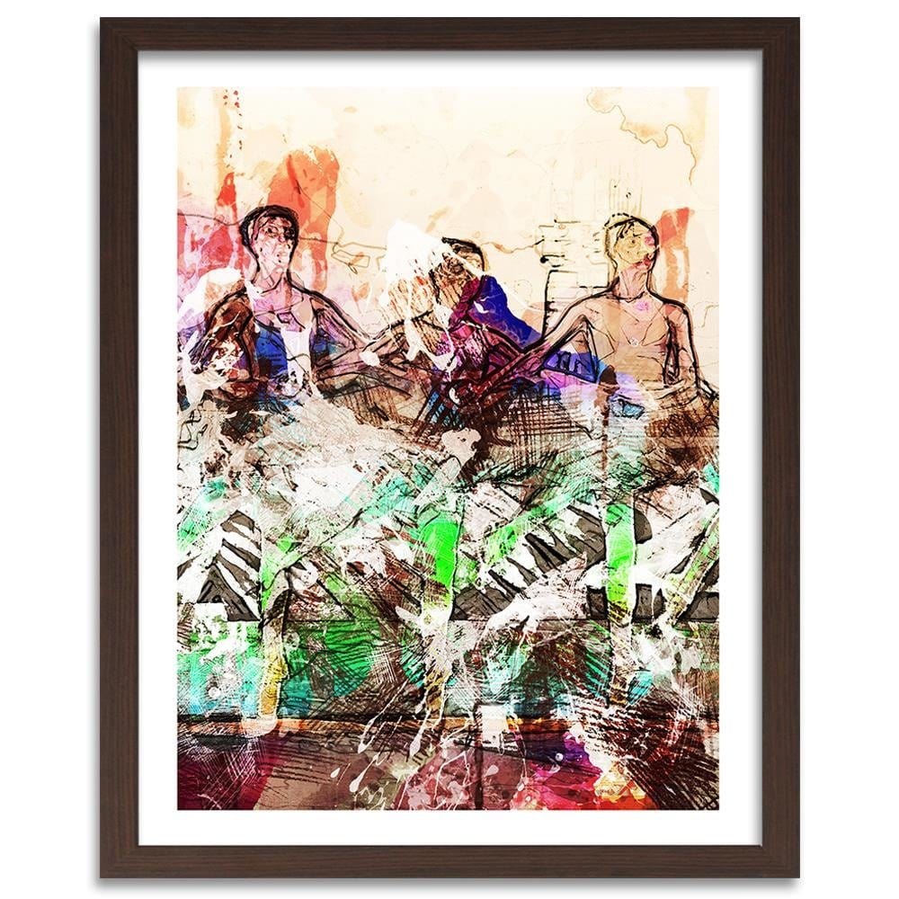 Glezna brūnā rāmī - Dancing Ballerinas Abstraction Home Trends DECO