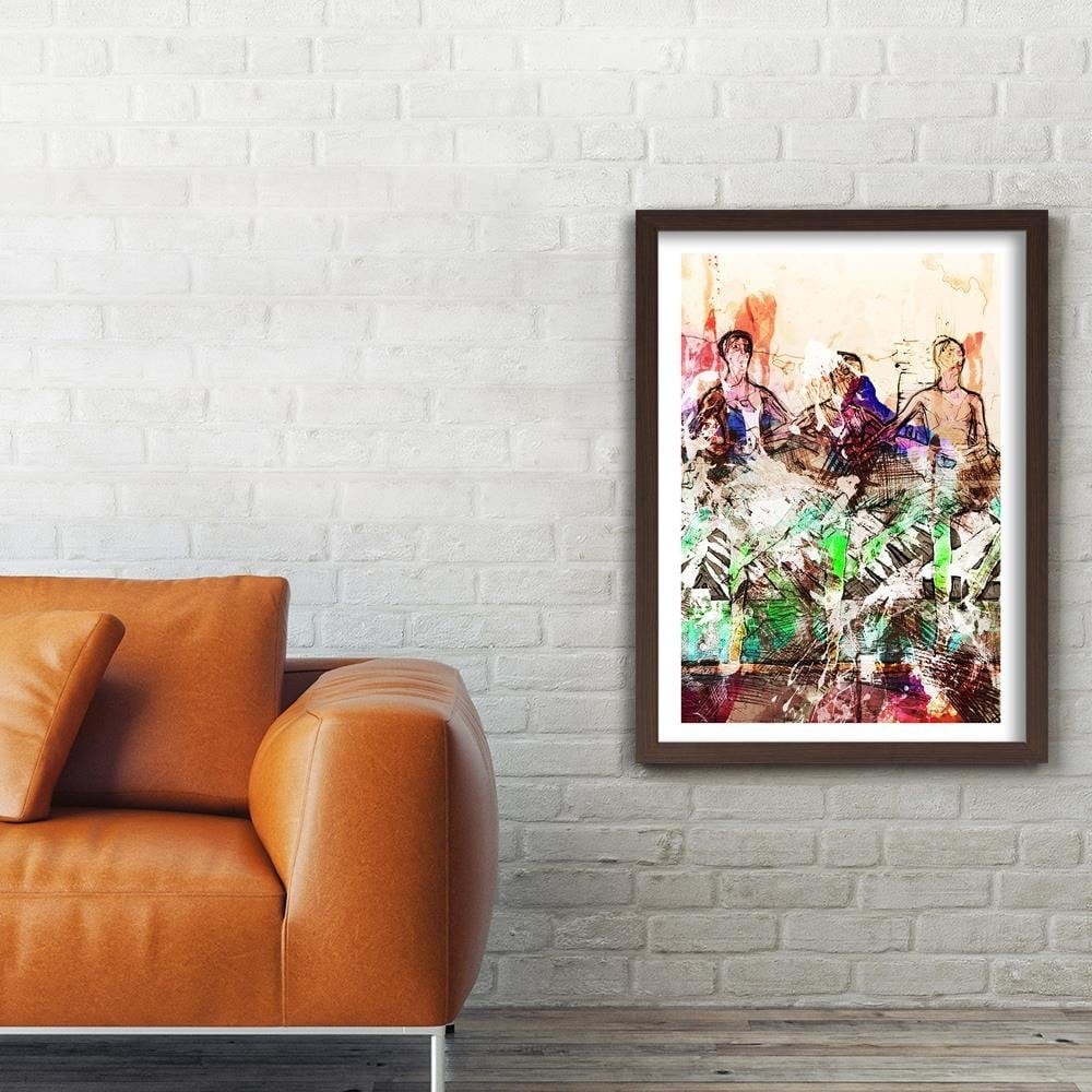 Glezna brūnā rāmī - Dancing Ballerinas Abstraction Home Trends DECO