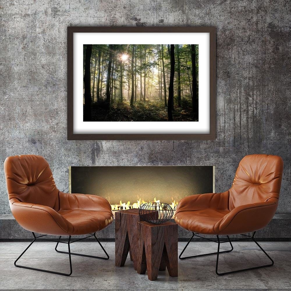 Glezna brūnā rāmī - Dark Dense Forest Home Trends DECO