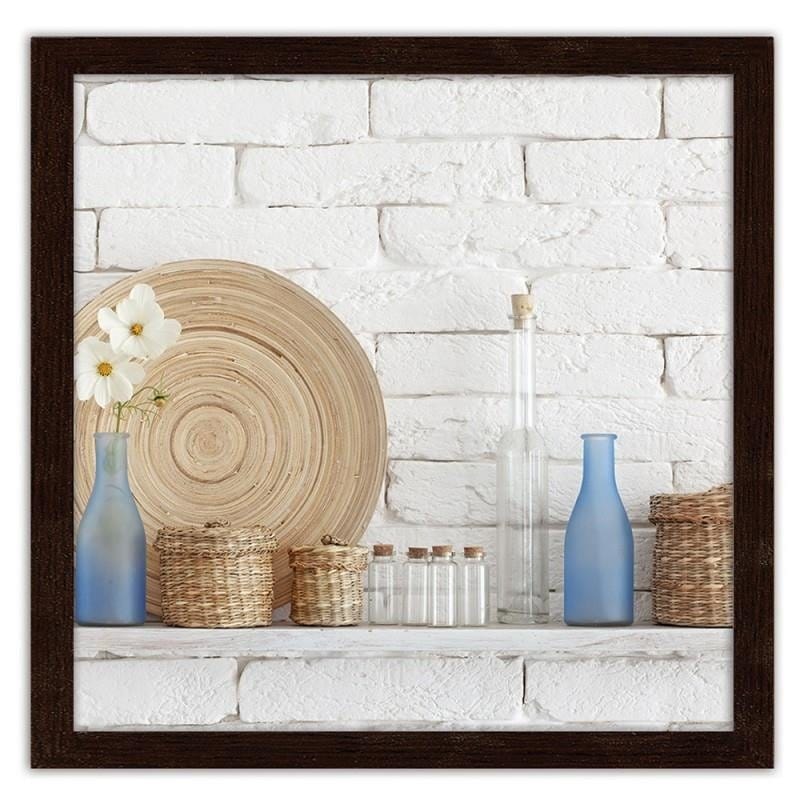 Glezna brūnā rāmī - Decorative shelf on a white wall Home Trends DECO