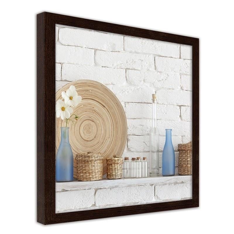 Glezna brūnā rāmī - Decorative shelf on a white wall Home Trends DECO