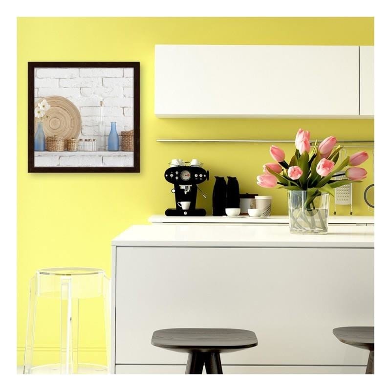 Glezna brūnā rāmī - Decorative shelf on a white wall Home Trends DECO