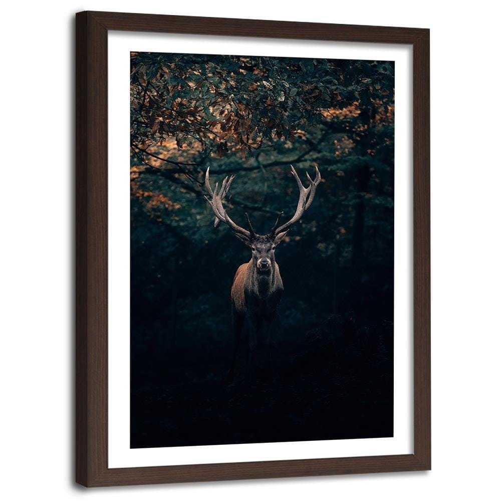 Glezna brūnā rāmī - Deer In The Bushes Home Trends DECO