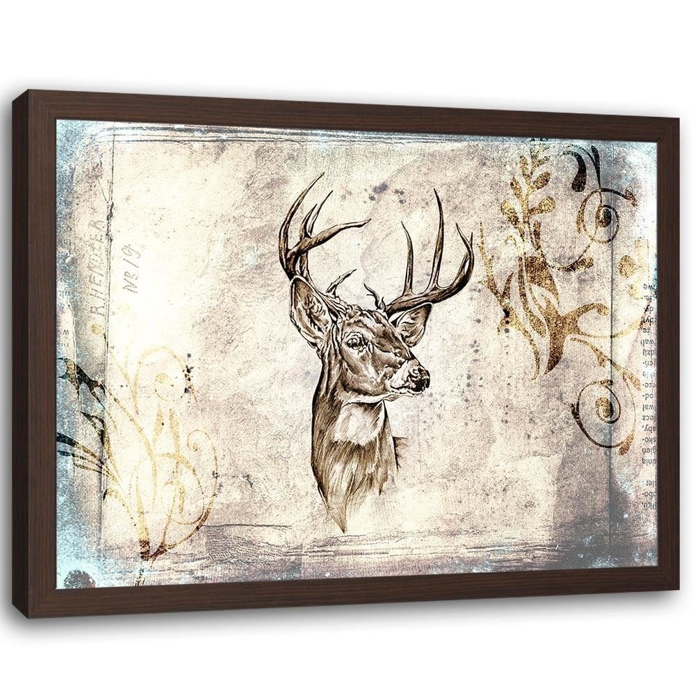 Glezna brūnā rāmī - Deer Portrait Home Trends DECO