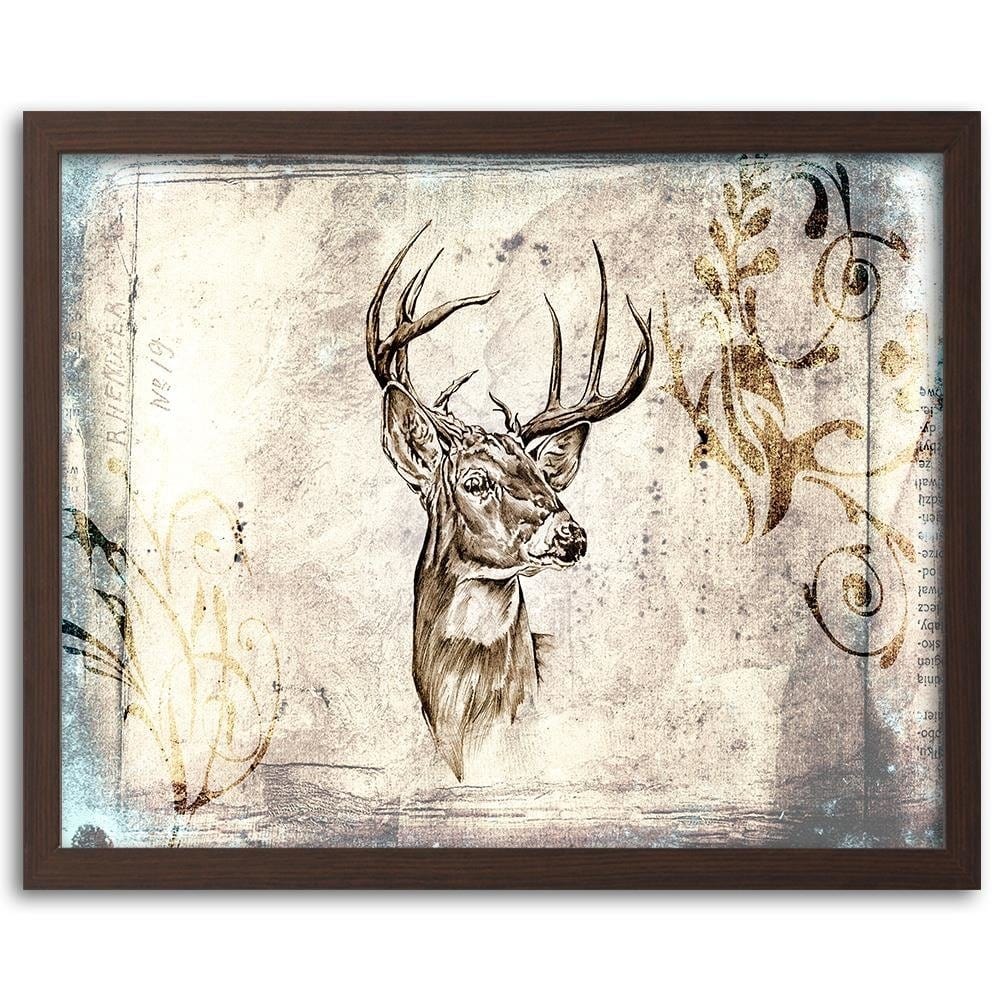 Glezna brūnā rāmī - Deer Portrait Home Trends DECO