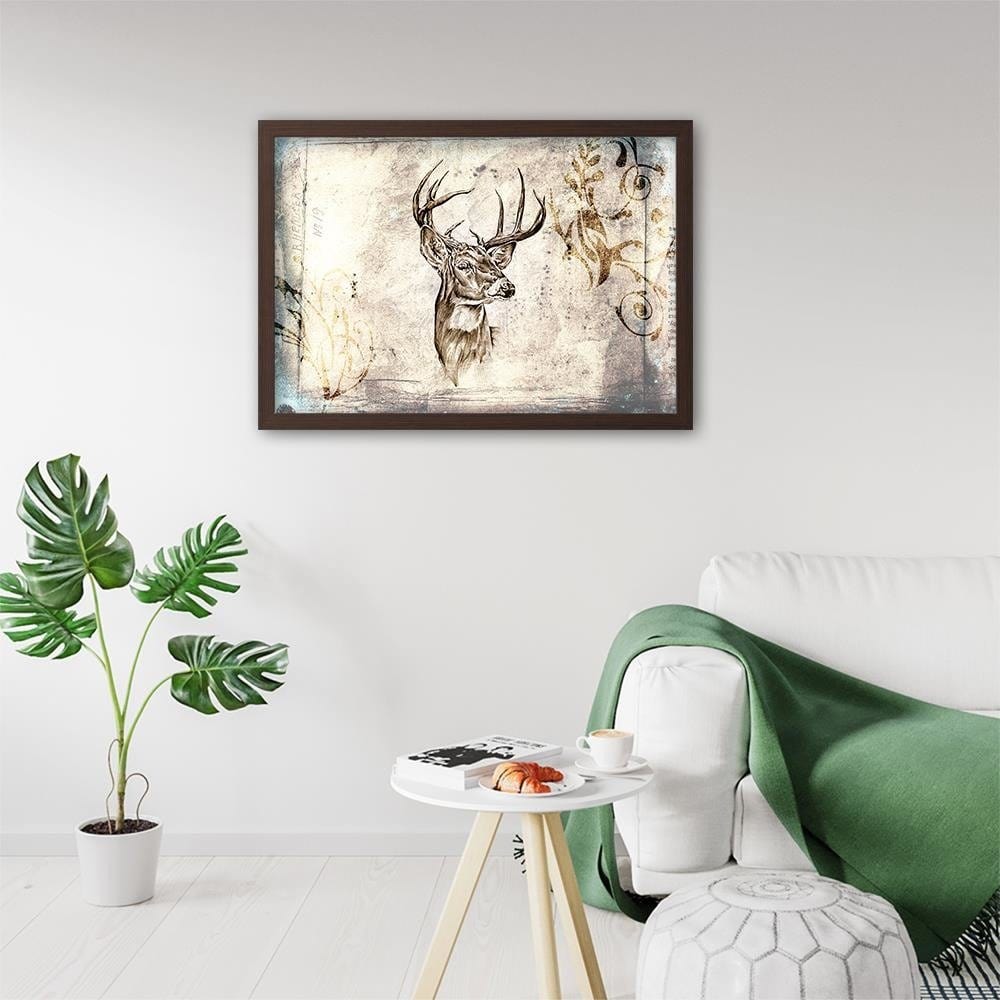 Glezna brūnā rāmī - Deer Portrait Home Trends DECO