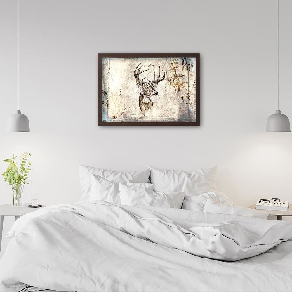 Glezna brūnā rāmī - Deer Portrait Home Trends DECO