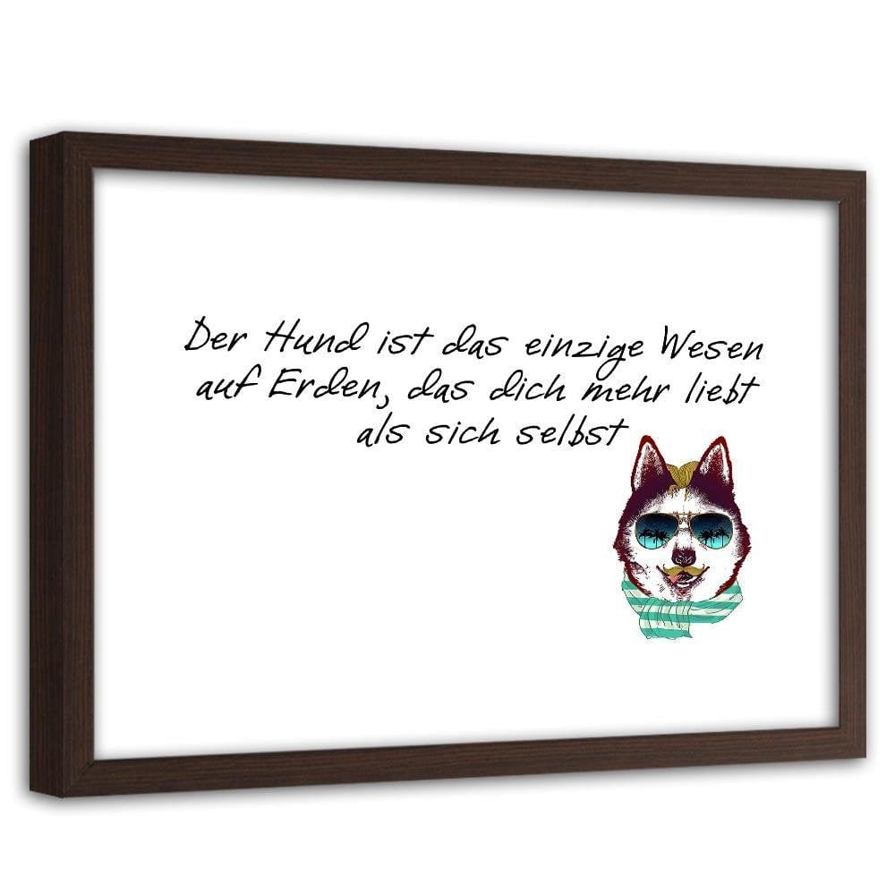 Glezna brūnā rāmī - Dog In Scarf And Glasses Home Trends DECO
