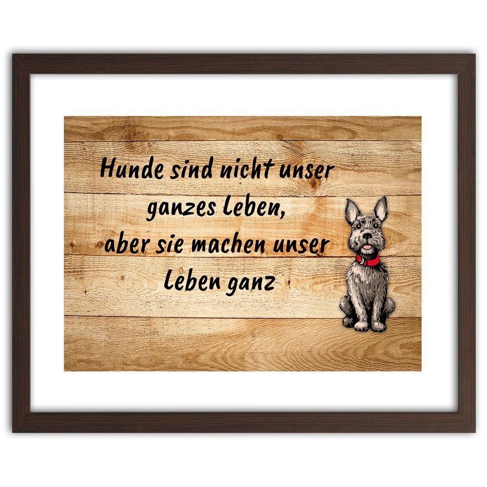 Glezna brūnā rāmī - Dog On Wooden Planks Home Trends DECO