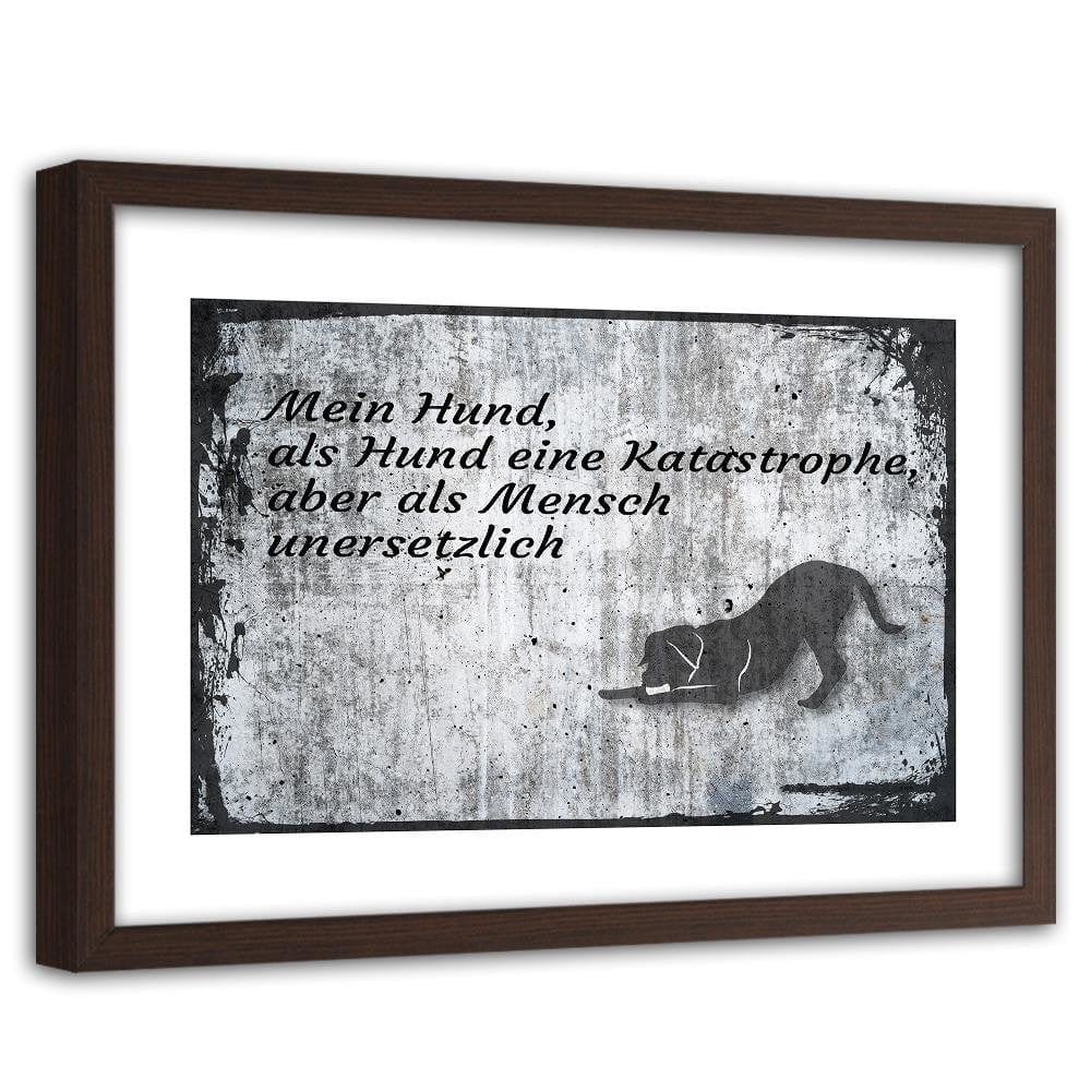 Glezna brūnā rāmī - Dog Operative Part Of The Vintage Home Trends DECO