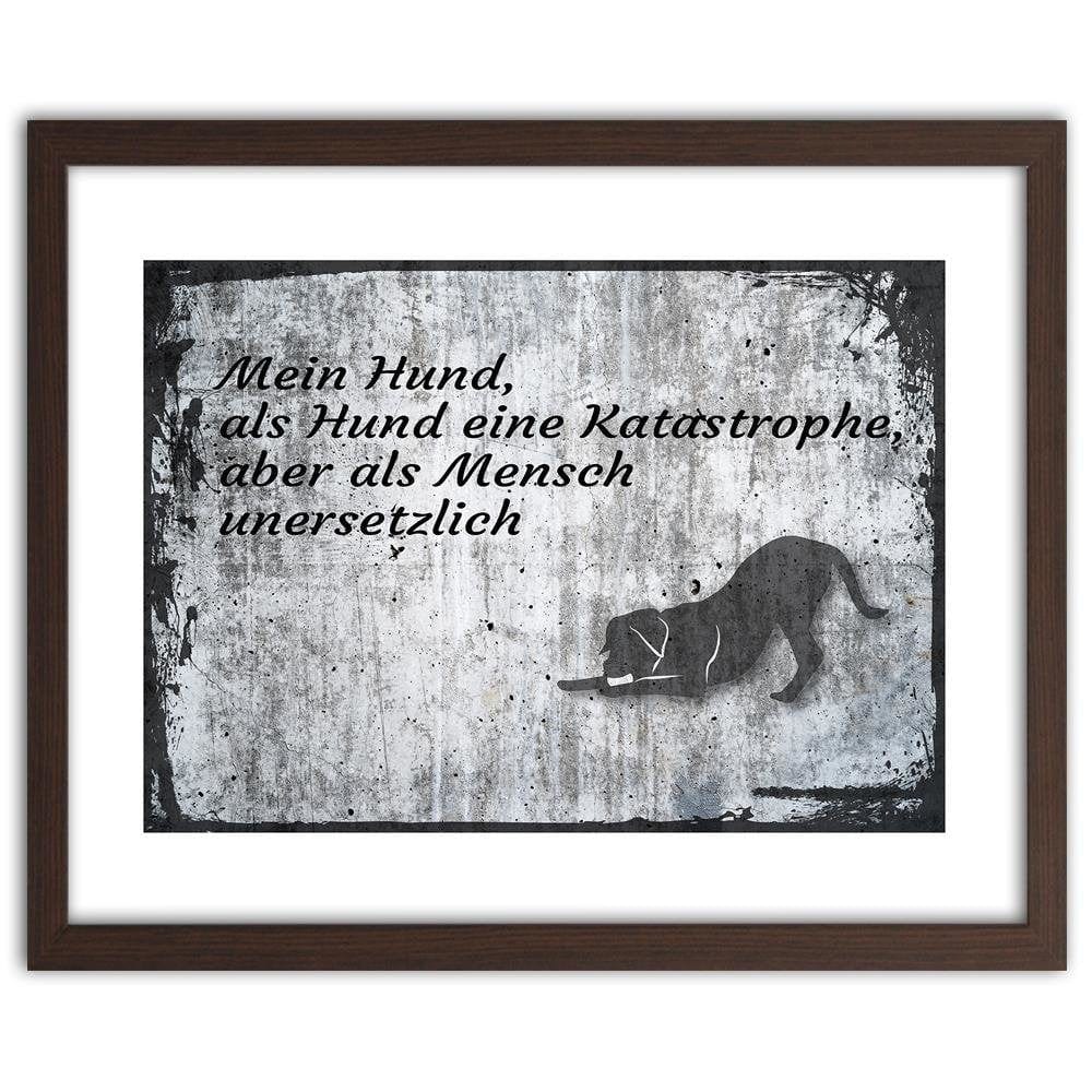 Glezna brūnā rāmī - Dog Operative Part Of The Vintage Home Trends DECO