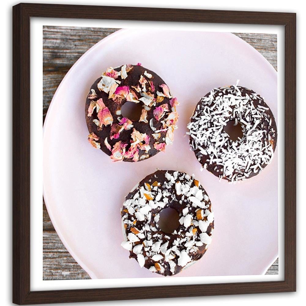 Glezna brūnā rāmī - Donuts On A Plate 2 Home Trends DECO