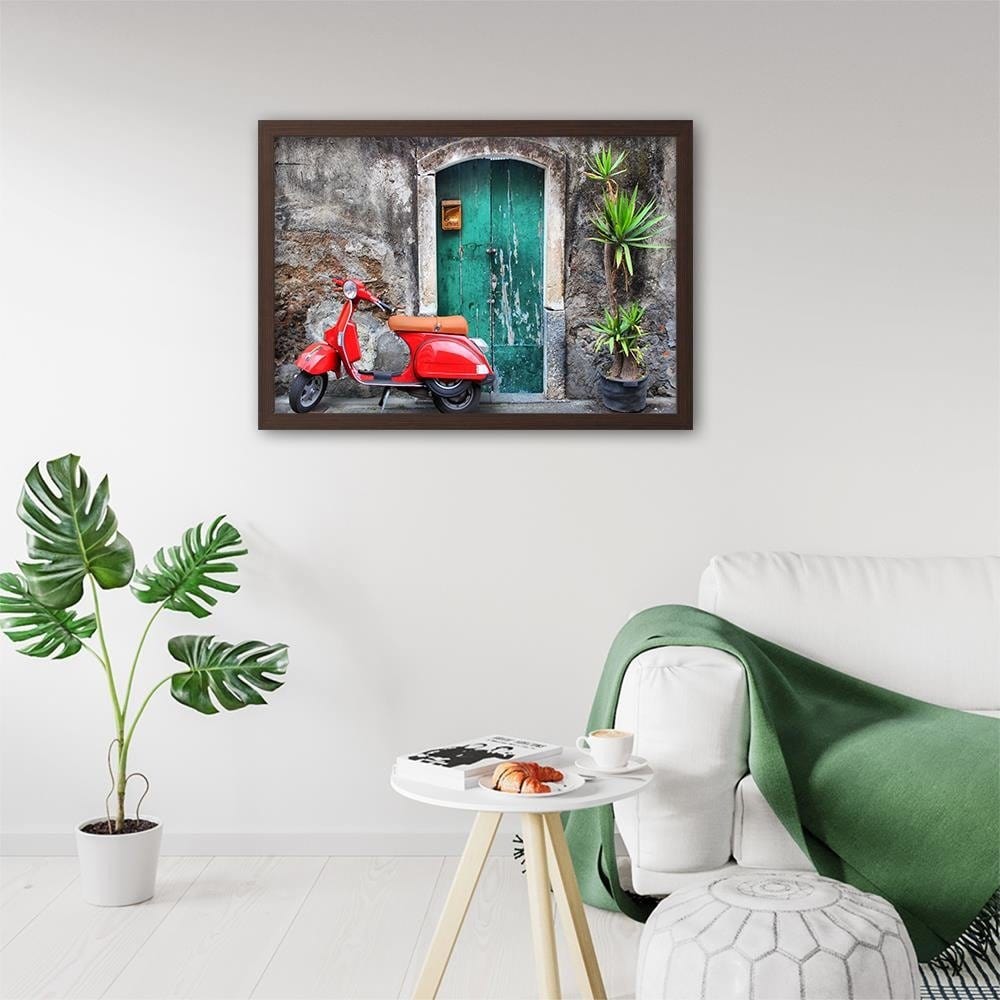 Glezna brūnā rāmī - Doors And Red Scooter Home Trends DECO