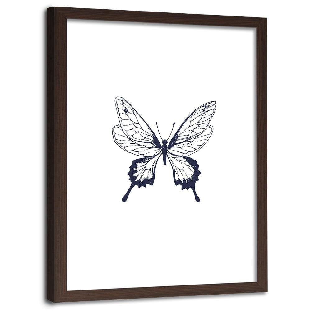 Glezna brūnā rāmī - Drawn Butterfly Home Trends DECO