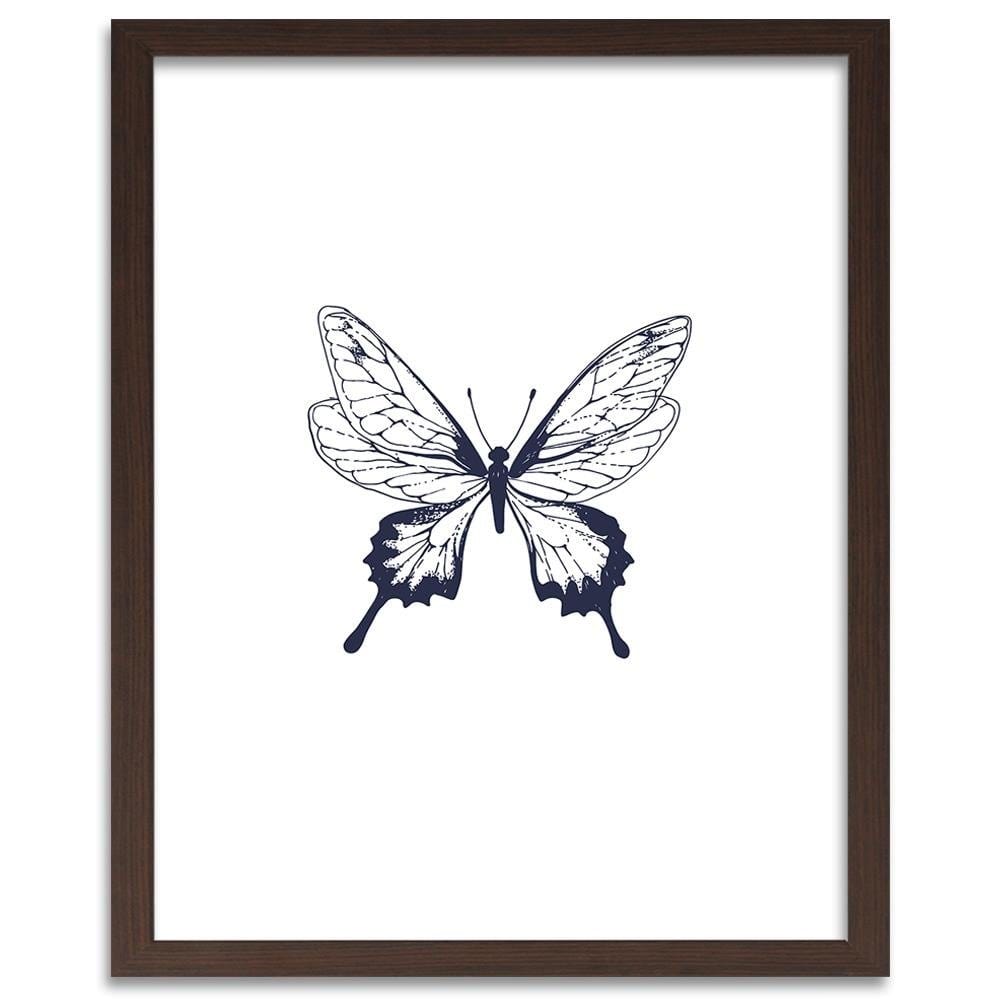 Glezna brūnā rāmī - Drawn Butterfly Home Trends DECO