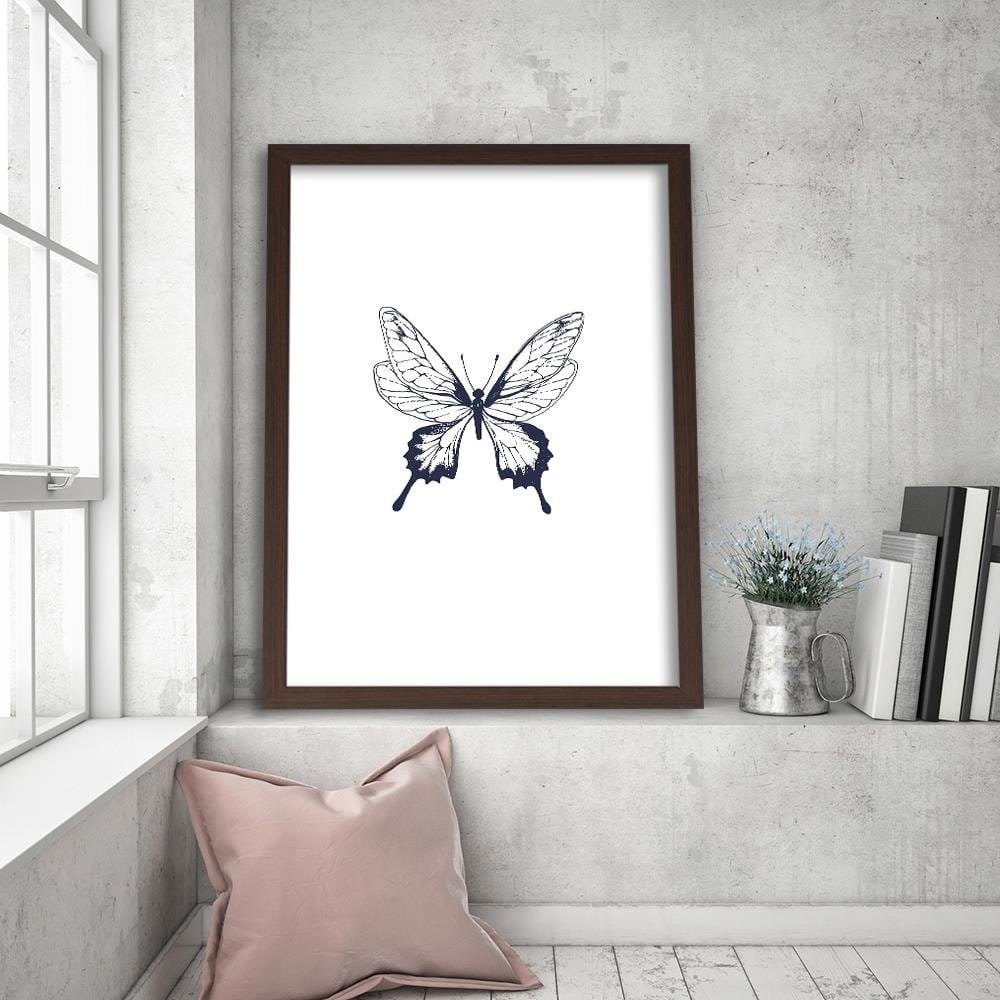 Glezna brūnā rāmī - Drawn Butterfly Home Trends DECO
