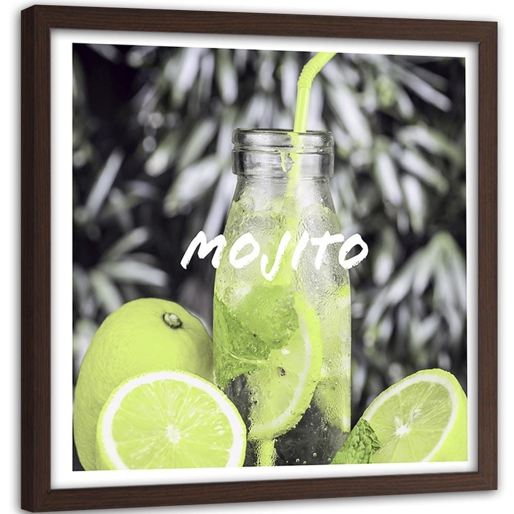 Glezna brūnā rāmī - Drink And Lemon 3 Home Trends DECO