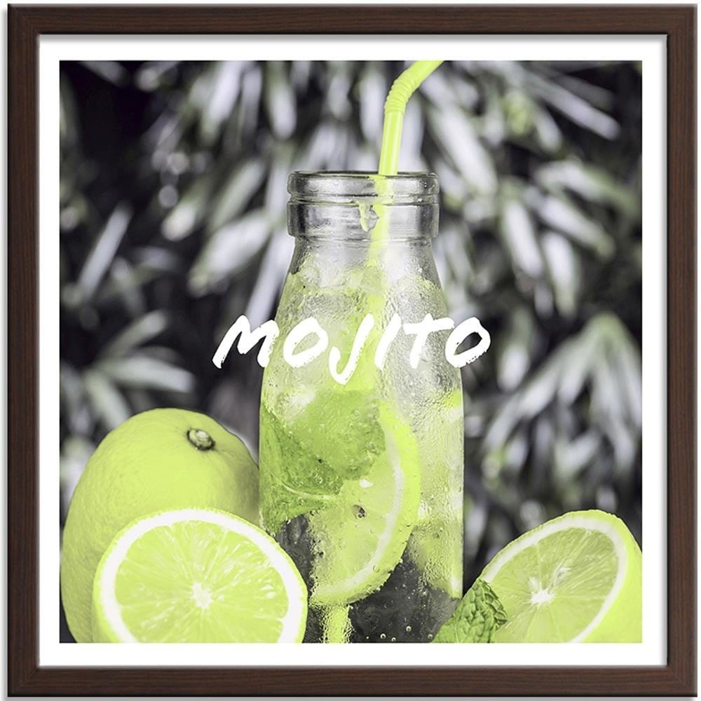Glezna brūnā rāmī - Drink And Lemon 3 Home Trends DECO