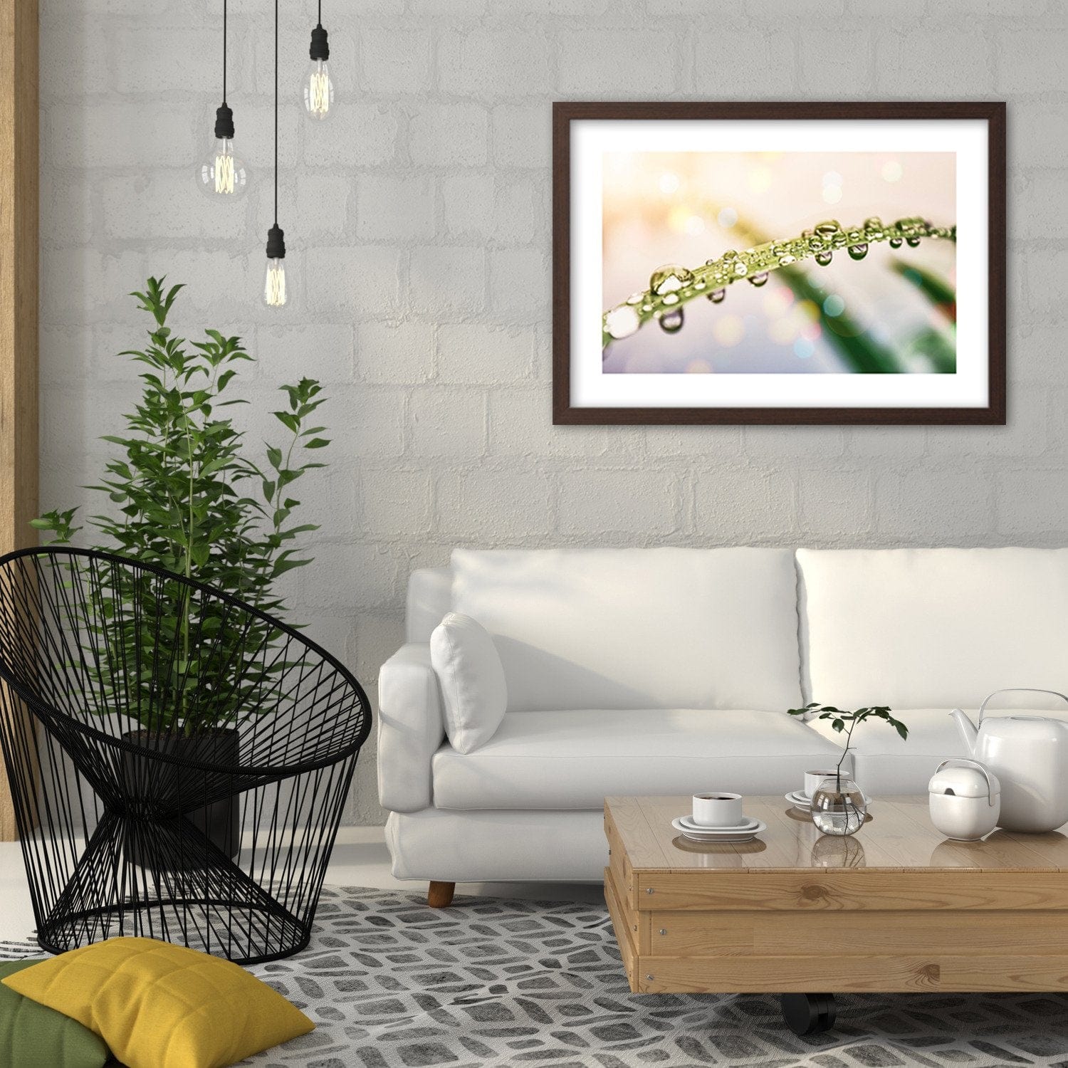 Glezna brūnā rāmī - Drops On Grass Home Trends DECO