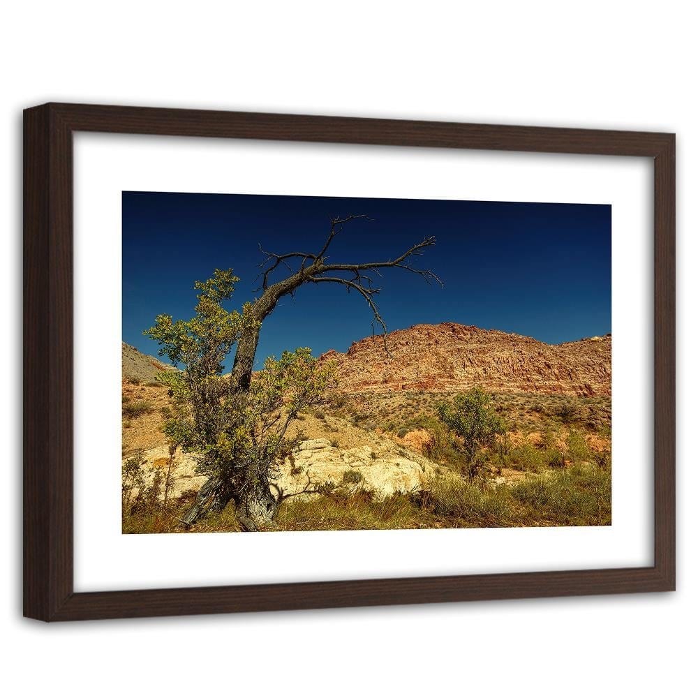 Glezna brūnā rāmī - Dry Tree In The Desert Home Trends DECO